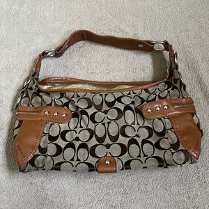 Coach brown and tan hobo bag